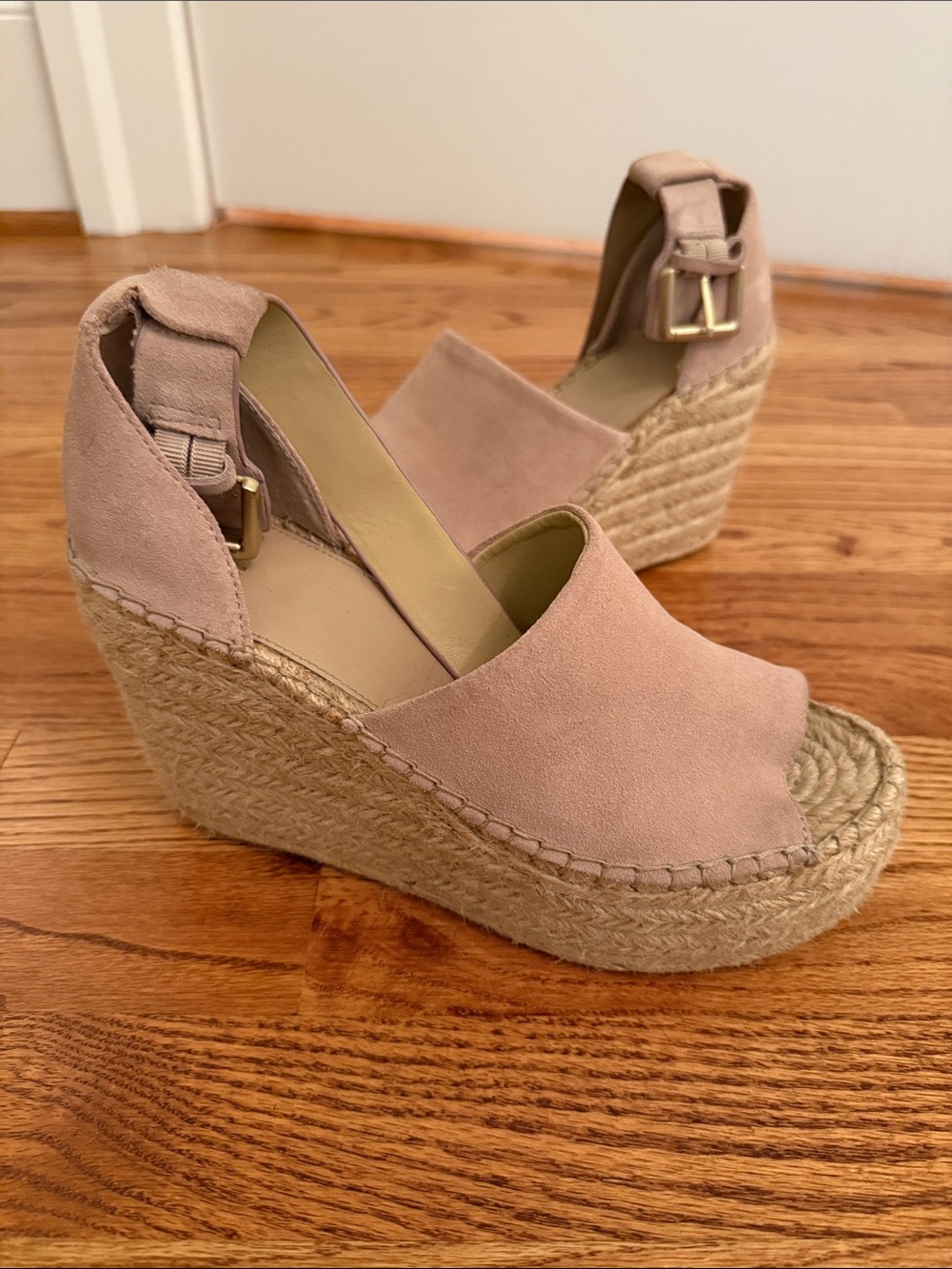 Marc Fisher Suede Espadrille Wedge Sandals - Blush